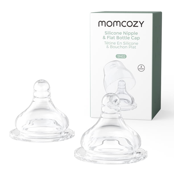 Momcozy 2 Pzs Tetina Suave De Silicona Para Botellas, M 3mm, Tetina De Biberón
