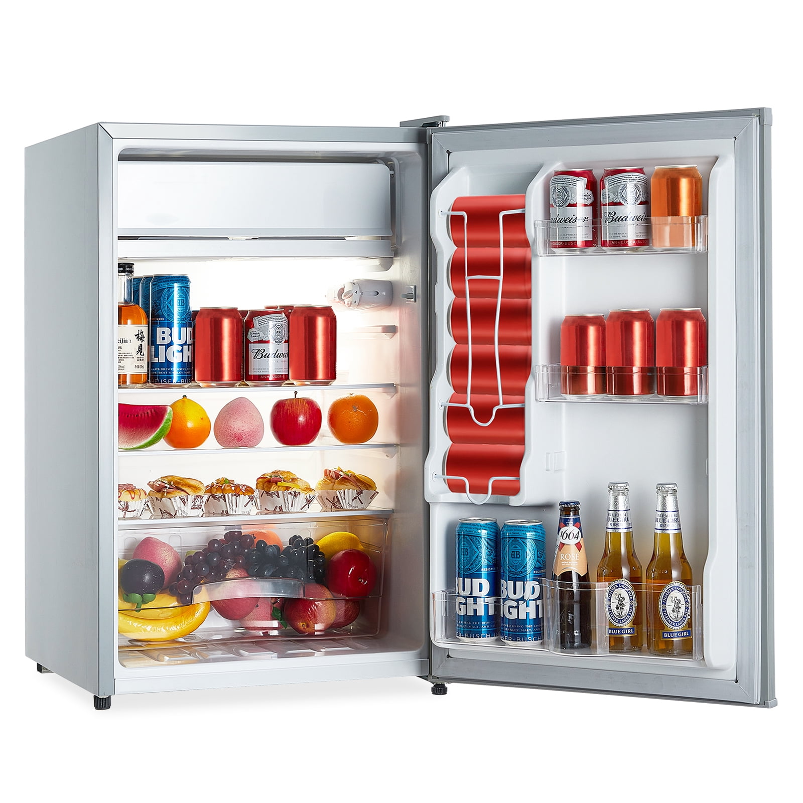 Mini Refrigerador de 4.3 Pies Cúbicos con Congelador – Pequeño y Compacto – 7 Ajustes de Temperatura – Estantes Removibles – Bajo Ruido – Dormitorio, Oficina