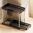 thumbnail image 1 of Gabinete de cocina estante colgante, estante de armario de cocina, estante de almacenamiento de cocina de 2 niveles, estante de cocina plegable, metal, dise?o de 2 niveles, para cocina, 1 of 8
