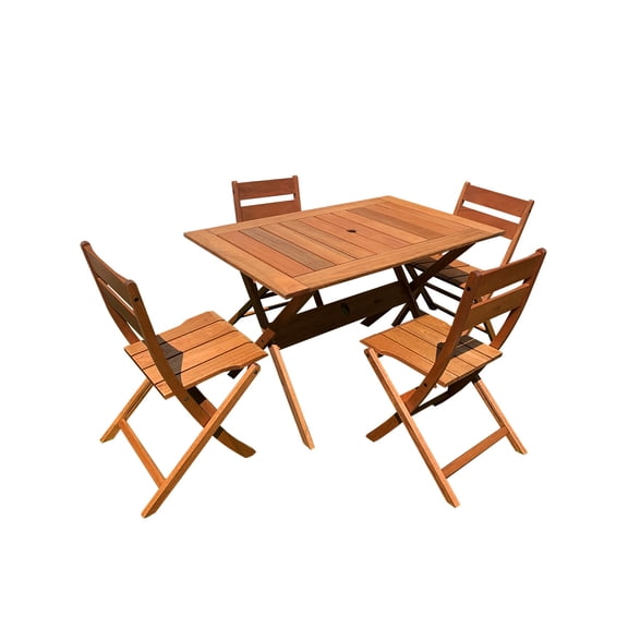 Comedor Dory Mesa Plegable de Madera con 4 Sillas uso Exterior Merkatari