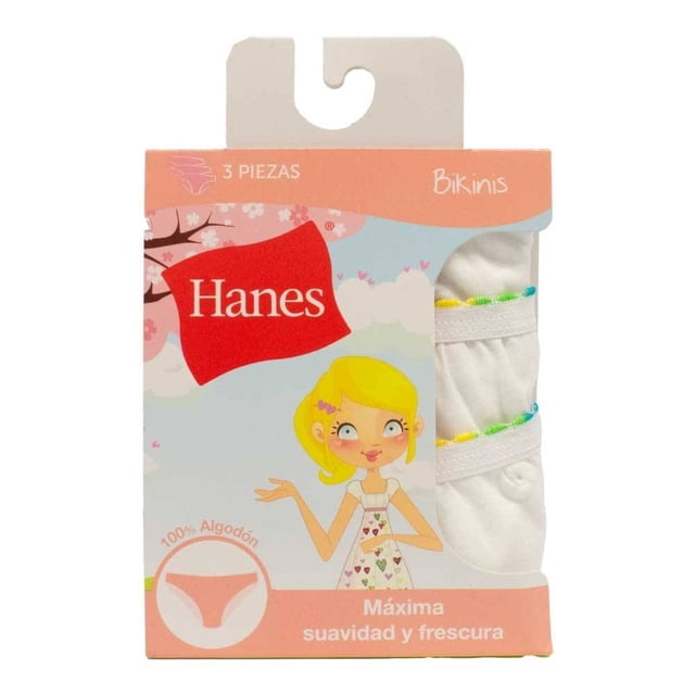 Bikinis Hanes para Niña Diseño Liso Blanco 3 Piezas Talla 8