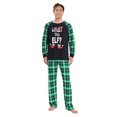 thumbnail image 2 of Pijamas navideños familiares a juego, camisetas de manga larga con estampado de elfos y letras + pantalones a cuadros. Pijama que brilla en la oscuridad., 2 of 9