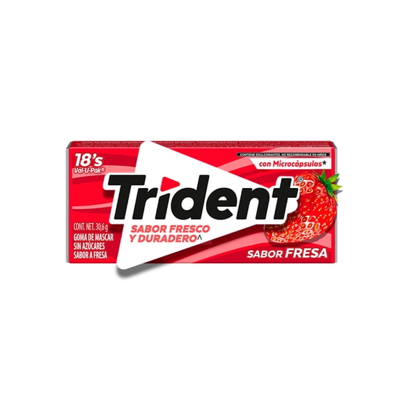 Goma de mascar Trident sin azúcar sabor fresa 18 pzas