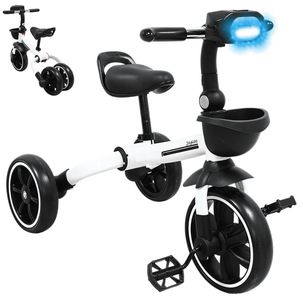 Triciclo 3 en 1 Plegable para Niño s Convertible a Bicicleta y Balance Bike Luz Sonido Apto a partir de 2 Años o Hasta 25 kg - Blanco