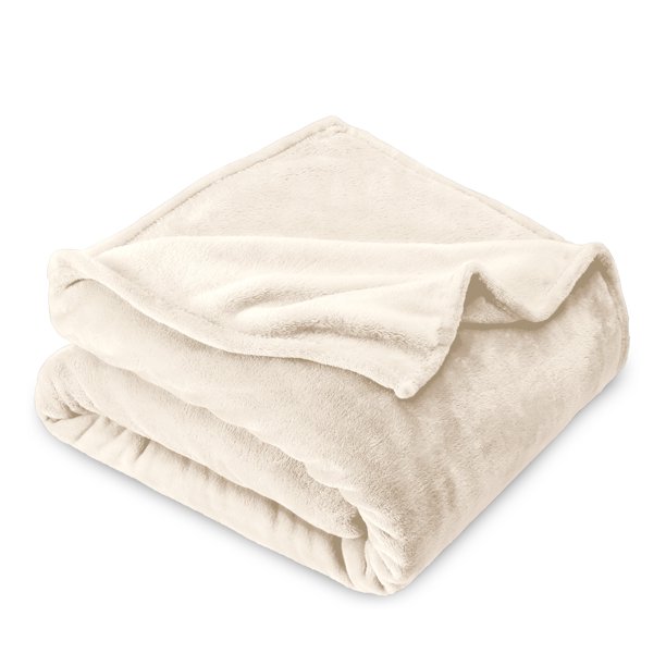Bare Home Manta de Felpa Polar 300 G/M², Microfibra Difusa, Suave y Afelpada, para Viajes, Color Vainilla