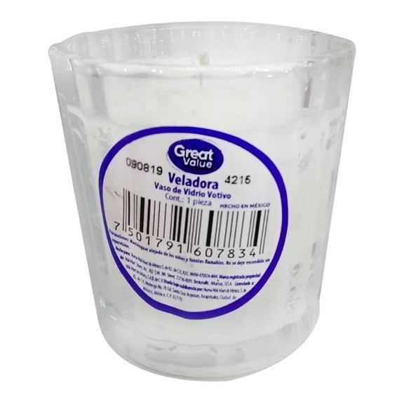 Veladora Great Value vaso de vidrio votivo 1 pza