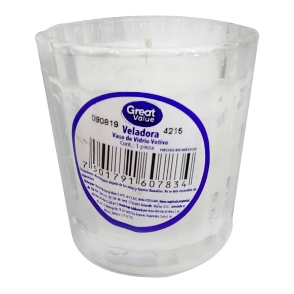Veladora Great Value vaso de vidrio votivo 1 pza