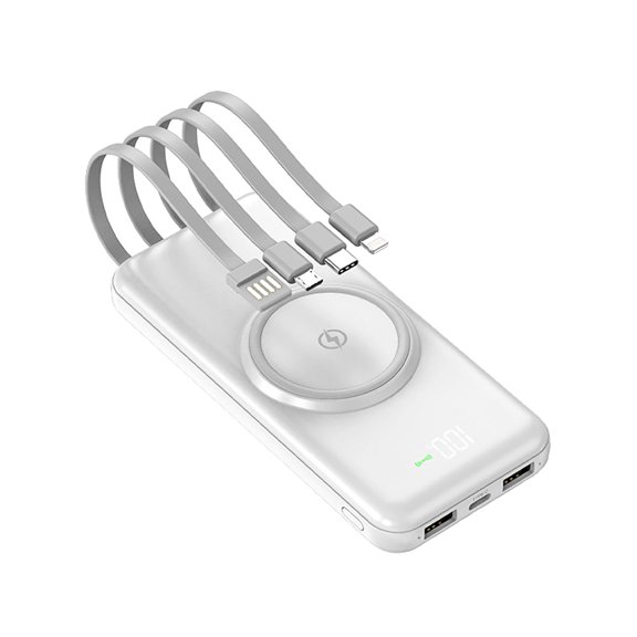 Power Bank Kimhi 20000 mAh Batería Portátil para Celular Carga Rápida con 4 Cables Pantalla LED