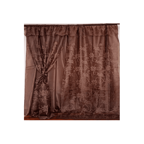 Jgo. Cortina De Encaje Doble Hoja 2m Alto X 2.60m De Ancho Chocolate