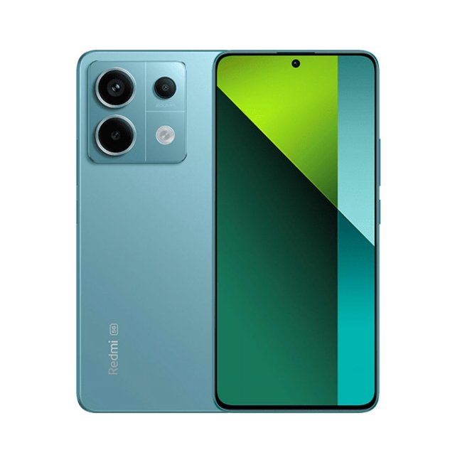 teléfono inteligente xiaomi redmi note 13 pro 5g 256 gb + 8 gb de ram Vista frontal y posterior en azul: dispositivo delgado con pantalla AMOLED de 6.67” y orificio central para cámara selfie; panel trasero mate con módulo de cámara triple que incluye sensor principal de 200MP, ultra gran angular y macro, sensor de huella integrado en pantalla y doble altavoz. También suele utilizarse para gestionar y reproducir audio de alta calidad en viajes.