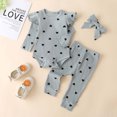thumbnail image 2 of Body De Bebé, Conjunto De Canastilla, Onesies Para Niños Pequeños, Niñas, Estampado De Corazón, Mameluco Con Volantes, Pantalones, Diadema, Ropa, Traje Verde Odeerbi  LM103-4666, 2 of 9