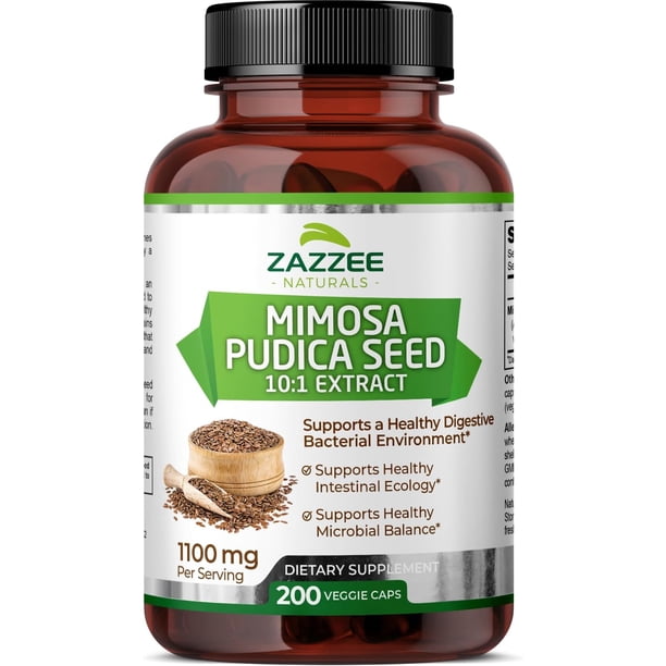 Zazzee Naturals Mimosa Pudica Seed 10:1 Extract | 1,100 Mg Per Serving | 100 Servings | 200 Veggie Capsules