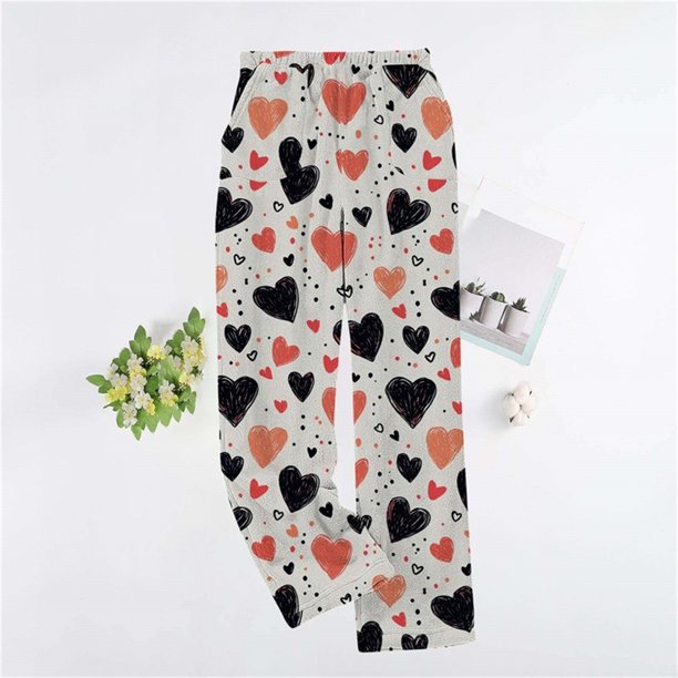 Puyaiuu Women's Pajama Pants With Pockets Flannel Pajama All kinds of Print Comfy Lounge Pant Fuzzy Sleep Bottoms with Pockets Gift