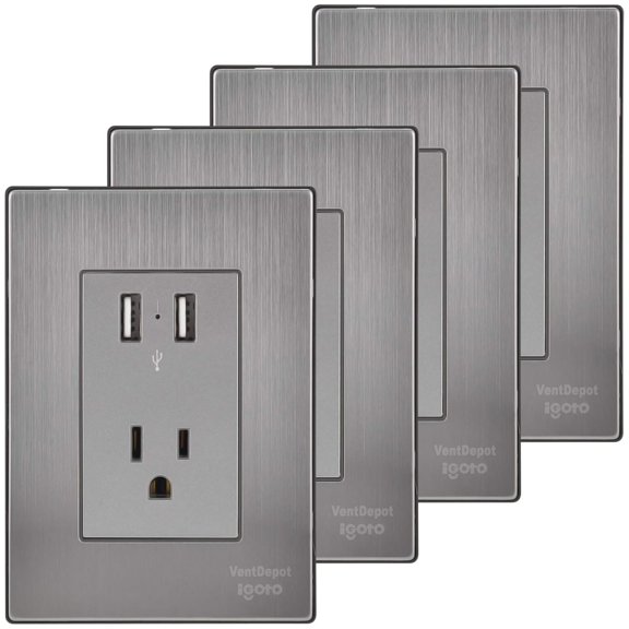 Contacto de Pared Multivoltaje Inoxium2U1CSilver 4Pzas USBx2/Contacto 110/125-250VCA 15A 50/60Hz 5VDC 2.1A Plateado Acer