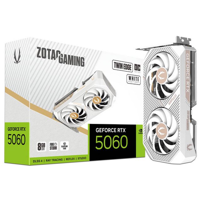 TARJETA DE VIDEO ZOTAC NVIDIA GEFORCE RTX 5060 ZT-B50600Q-10M TWIN EDGE OC 8GB WHITE EDITION GDDR7