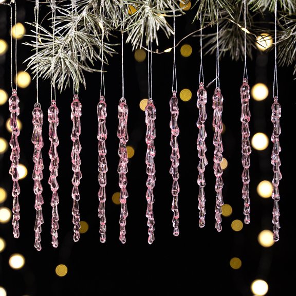 Lekihaqq Transparent Crushed Ice Pendants Acrylic Icicles Christmas Decorations Hanging Ornaments Tree Decor Winter Holiday Party Supplies
