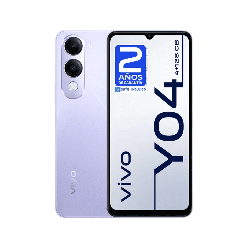 Celular smartphone vivo Y04 Lavanda 128GB 4GB RAM Desbloqueado | Nuevo | Tienda Oficial vivo México
