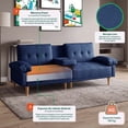 thumbnail image 2 of Sofá Cama Makora Hendrix BeeHybrid Lino Azul (Resorte Pocket + Memory Foam) Reclinable 3 Posiciones con Portavasos, 2 of 9