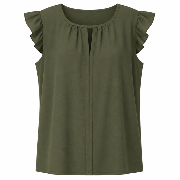 Blusa Simply Basic para Mujer, Escote Redondo Militar Talla Eg