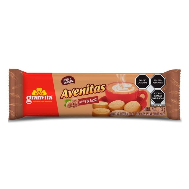 Galletas Granvita Avenitas de avena integral sabor nuez 135 g