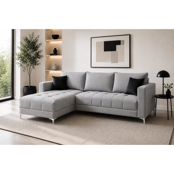 Sala Esquinera El Bazar Store Interlaken Gris plata 280X180 cm Tela Lino nacional Modular