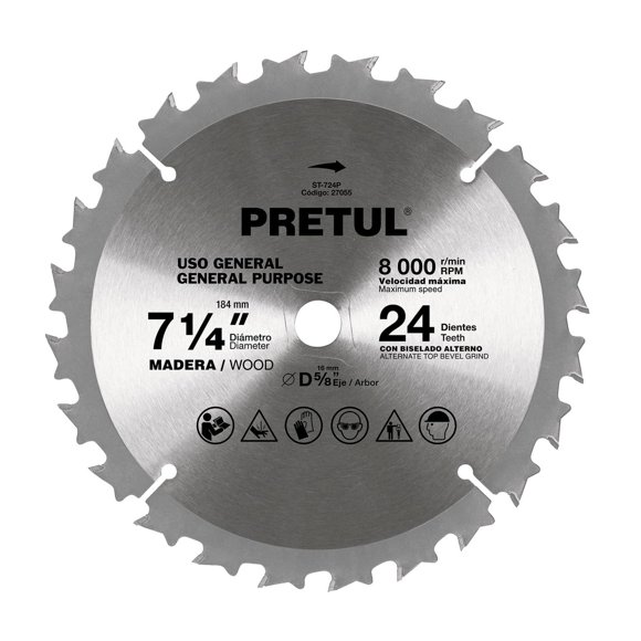 Disco Sierra P/madera7-1/4 24 Dientes C5/8 Pretul