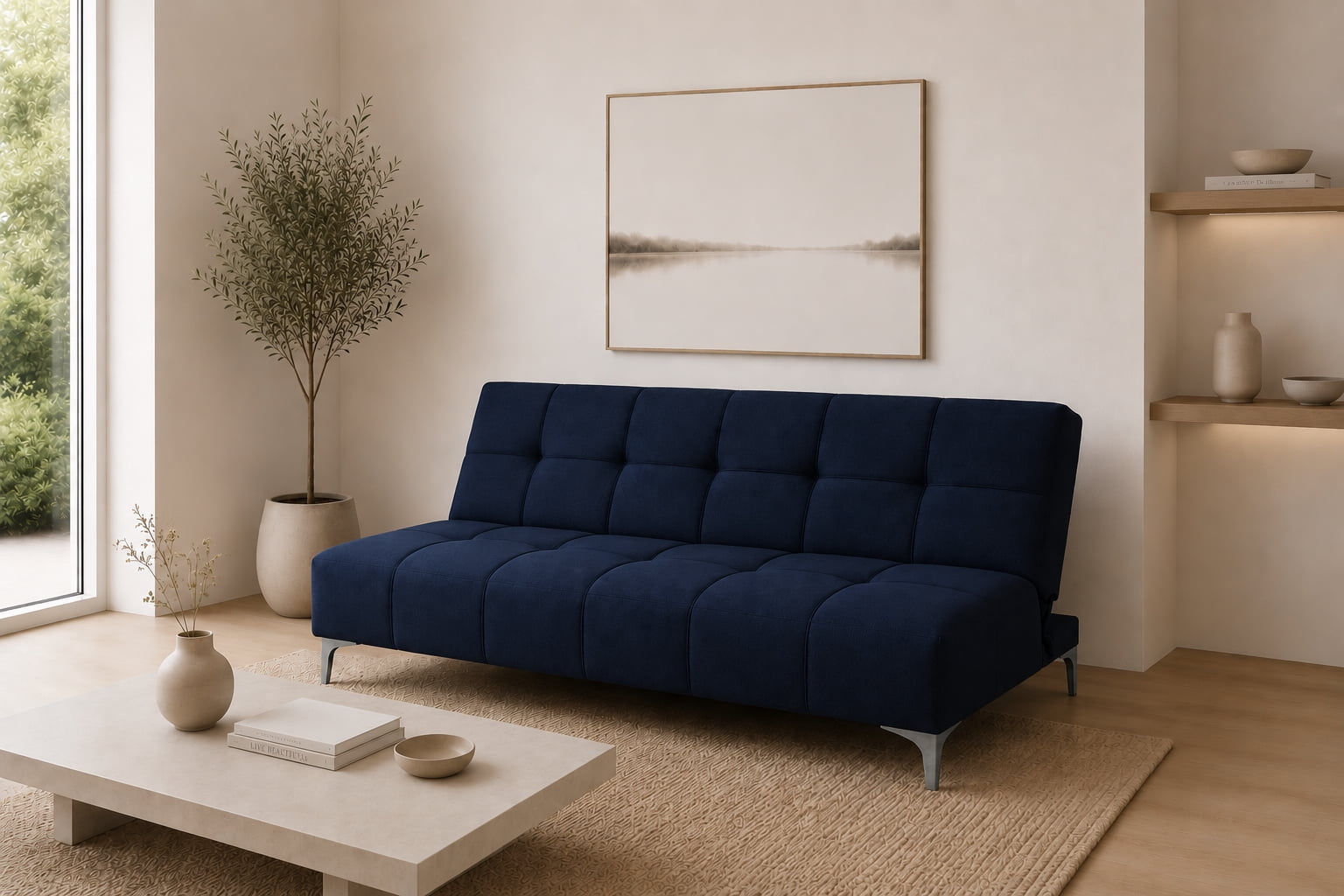 Sofa Cama Reclinable El Bazar Store New York Azul Marino, Futon 3 posiciones, Sala, Love Seat