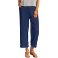 thumbnail image 3 of TaTaai Spring Fall Women's Linen Trousers Elastic Waist Wide Leg Straight Cut Loose Fit Ankle Length Casual Pants Solid Color Versatile Staple for Daily Style Gift, 3 of 9