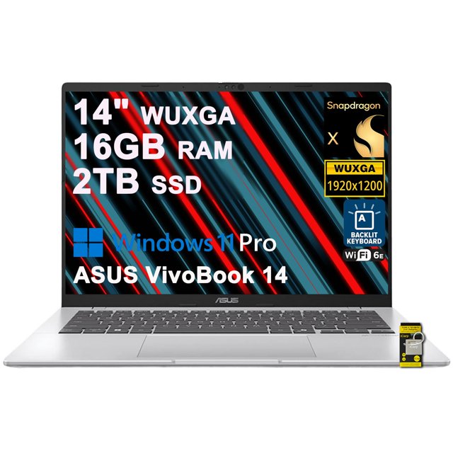 Laptop ASUS VivoBook 14 14 Pulgadas Qualcomm Snapdragon X 16GB RAM 2TB SSD Windows 11 Pro