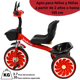thumbnail image 5 of Triciclo para Niños Torreta con Luz y Sonido Ruedas de Eva Apto a partir de 2 Años Soporta hasta 20 kg - Rojo, 5 of 6
