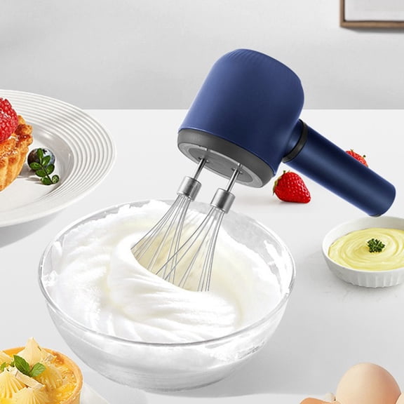 Xihbxyly Batidor Inalámbrico de Dos Varillas, 3 Velocidades Ajustables, Recargable Por Usb, Dos Varillas Batidoras, Mezcla Eficiente para Huevos, Crema, Salsas, Repostería, Uso Doméstico, 270 G, Azul