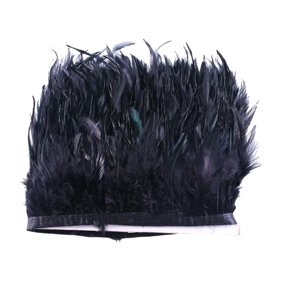 1 metro de plumas artificiales con flecos, cinta para confección de vestidos, manualidades de costura negras teñidas, uso amplio, disfraz DIY, disfraz