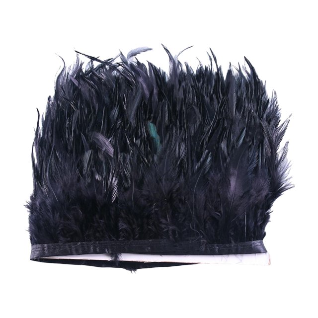 1 metro de plumas artificiales con flecos, cinta para confección de vestidos, manualidades de costura negras teñidas, uso amplio, disfraz DIY, disfraz