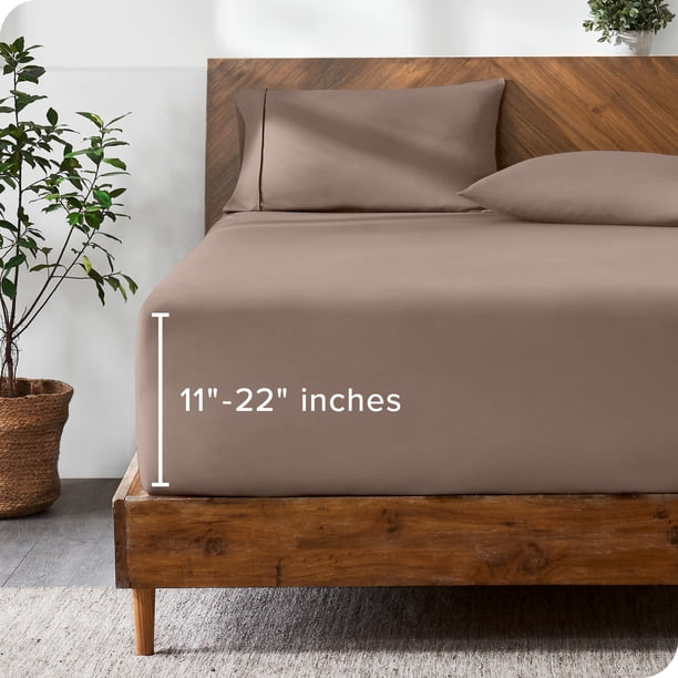 Sábana Ajustable Bare Home Colección Premium 1800 22' Tamaño King Color Topo