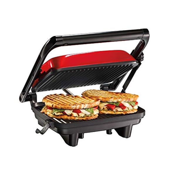 Hamilton Beach Electric Panini Press Grill con tapa de bloqueo Hamilton Beach Hamilton Beach