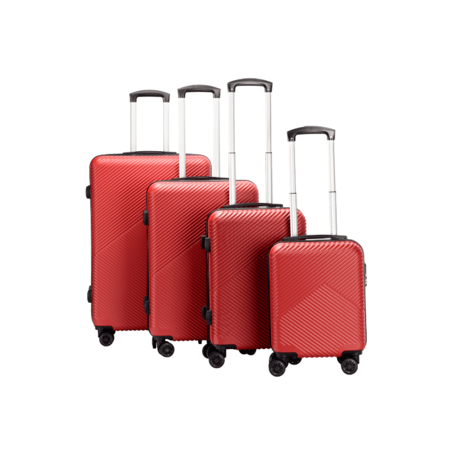 Travel Elite - Set 4 Maletas Rígidas de Viaje, G (25 kg), M (20 kg), C (10 kg), Carry On (8kg) rojo