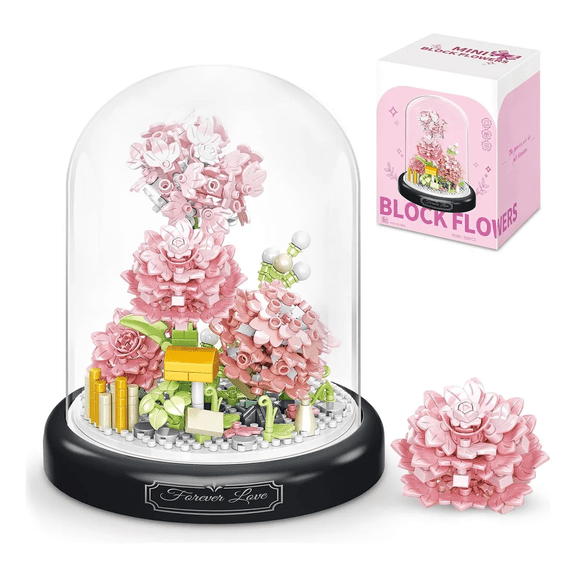 Bloques De Flores Artificiales Para Armar Compatible 624pcs. Xtellar rosa