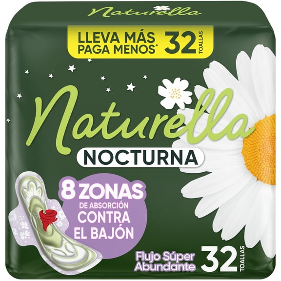 Toallas Femeninas Naturella Nocturna Flujo Super Abundante 32 pzas