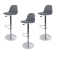 thumbnail image 1 of Sillas para Bar y Barra de Cocina con Respaldo y Reposapies de Altura Ajustable Banco Taburete Giratorio con Asiento Acolchado de Diseño Moderno Set 3 Piezas Gris, 1 of 6