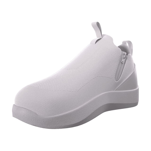 tenis inteligentes confort step con tecnología hexatec unisex Blanco CONFORT STEP, perfil 3/4 derecho; slip-on deportivo con empeine de tejido knit texturizado, suela plataforma de goma ligera, tira de jalón en talón y detalle de cierre lateral visible, borde con plantilla acolchada, diseñado para comodidad. A menudo usados para caminar largas distancias o uso diario gracias a su ligereza.
