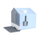 thumbnail image 5 of Arenero para gato cerrado en forma casa tamaño mediana de fácil limpieza color Azul con pala Ajolopet, 5 of 13