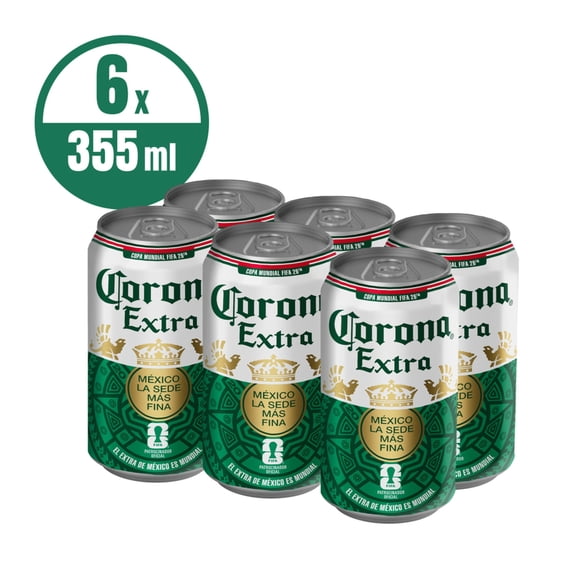Cerveza clara Corona Extra 6 latas de 355 ml c/u