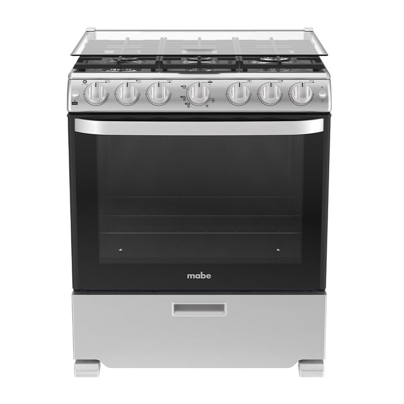 Estufa Mabe Piso 30 Pulgadas 6 Quemadores Acero Inoxidable con Capelo EMA7660CFIX0