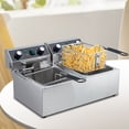 thumbnail image 3 of 6/10/12L Commercial Electric Profundo Fryer cm de Profundidadual Tank w/Basket & Lid Countertop Stainless Steel Profundo Fryer para Grande Tank French Fries Onion Rings, 3 of 6