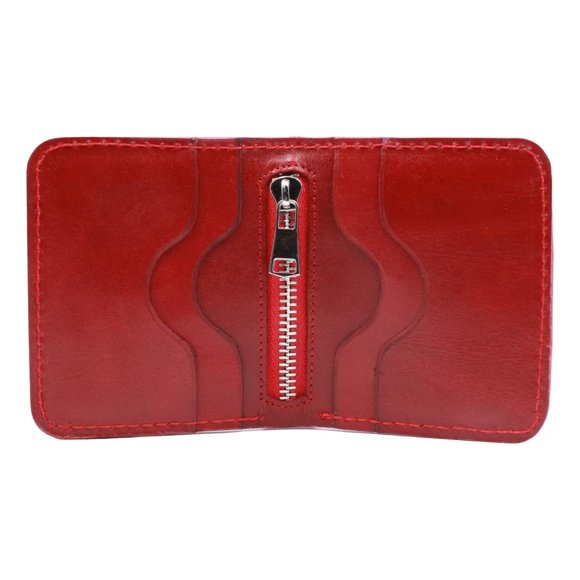 Cartera Hombre Piel Genuina Pull Up Monedero Moderno rojo