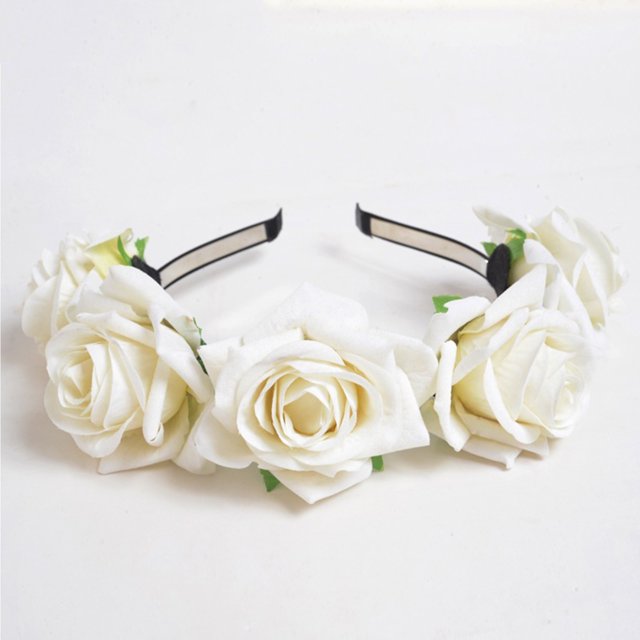 Xihbxyly Diadema Floral para San Valentín, Diseño Romántico de Rosas, Ajuste Cómodo y Elástico, Accesorio para Festivales, 14,5 Cm de Diámetro, Tela.