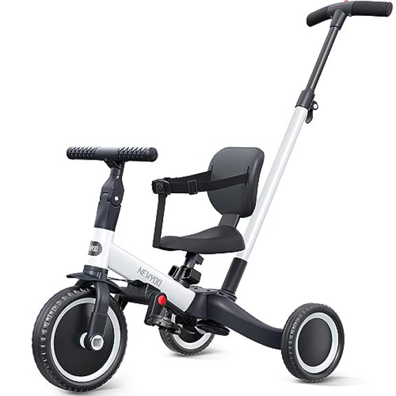 newyoo Bicicleta para niños pequeños, triciclos 4 en 1 para niños de 1,2,3 años, bicicleta de equilibrio, regalo de cumpleaños y juguete para niños y niñas, triciclo para niños con manija de dirección