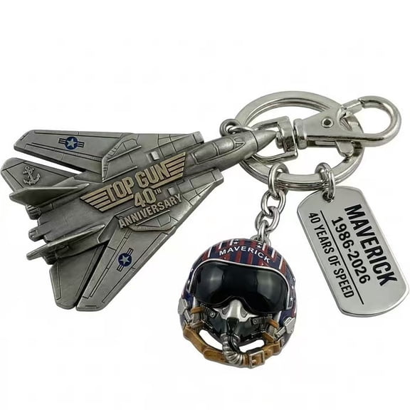 Llavero del 40.º aniversario de Top Gun, dije de metal de avión de combate y casco de piloto, el mejor recuerdo para tu compañero de ala