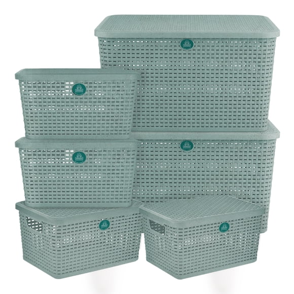 Kit de 6 Cajas Organizadoras Terragave Tipo Rattan Biodegradable