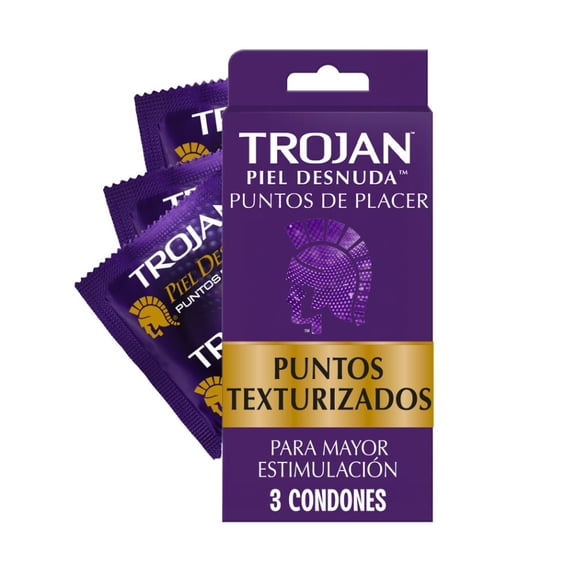 Condónes Trojan Piel Desnuda Puntos de placer 3 piezas
